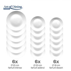 Serviciu masa din opal alb 18 piese, elya, art of dining,  Farfurii & Boluri de Servire | electropc.ro
