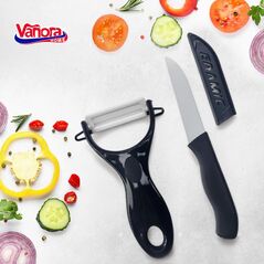 Set cutit 7cm+curatator ceramic 13x7.6cm (mix 3 culori in bax - 4 rosii, 4 verzi, 4 negre),  Cutite & seturi | electropc.ro