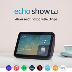 Boxa inteligenta amazon echo show 8 (1nd gen), 8" touch screen, camera 13 mp, wi-fi, bluetooth, negru  B07SNPKX5Y