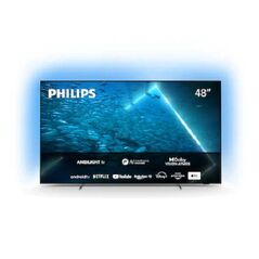 Televizor philips ambilight 48oled707/12 (model 2022) 48"(121cm), oled 4k, black, flat, android tv, mirroring ios/android,  Televizoare | electropc.ro