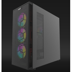 Carcasa aqirys naos pro mid tower,  3x bays 3.5", 2x bays 2.5", panou lateral tempered glass, 4 ventilatoare incluse, 12 ventilatoare compatibile,  Carcase | electropc.ro