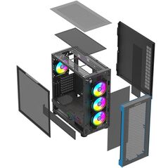 Carcasa aqirys sargas mid tower,  2x bays 3.5", 4x bays 2.5", panou lateral tempered glass, fan controller integrat, 4 ventilatoare incluse, 9 ventilatoare compatibile,  Carcase | electropc.ro