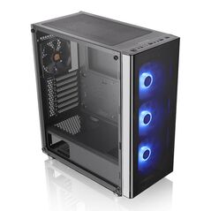 Carcasa thermaltake v200 tempered glass rgb, spcc steel atx tower, farasursa (tip atx, montata jos), interior vopsit negru, 2x3.5" (intern) ,3x/2.5" (intern), design tool-less, fata – 3x 120mm rgb led fans(incluse, 1000rpm, 16dba) si 2x 140mm fan (optiona,  Carcase | electropc.ro