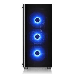 Carcasa thermaltake v200 tempered glass rgb, spcc steel atx tower, farasursa (tip atx, montata jos), interior vopsit negru, 2x3.5" (intern) ,3x/2.5" (intern), design tool-less, fata – 3x 120mm rgb led fans(incluse, 1000rpm, 16dba) si 2x 140mm fan (optiona,  Carcase | electropc.ro