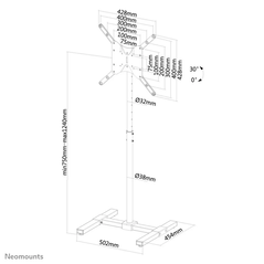 Nm newstar floor stand 10"-55", suporta 1 ecran de pana la 20kg, diagonala cuprinsa intre 10 si 55 inch, vesa 400x400, inaltime ajustabila 75 - 124 cm, rotire 6 grade, inclinare 30 de grade, otel, negru,  TV & Electronice & Gaming | electropc.ro