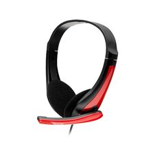 Casti cu micr. spacer, cu fir, multimedia, 2x jack 3.5mm, microfon pe brat, driver 40mm, 20hz-20000hz, 1.8m, rosu si negru,  Casti audio | electropc.ro