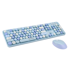 Kit tastatura + mouse serioux retro  9900bl, wireless 2.4ghz, us layout, multimedia, mouse optic 800-1600dpi, usb, nano receiver, albastru,  Kit mouse tastatura | electropc.ro
