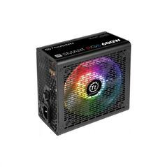 Sursa thermaltake smart rgb 600w iluminare rgb, certificata 80 plus, eficienta 82-86%, single rail (42a), ventilator silentios de120mm cu control termic automat, buton pentru contolul culorii de iluminare a ventilatorului (red/green/blue/yellow/purple/lig,  Surse PC | electropc.ro
