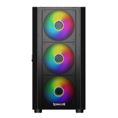 Carcasa redragon skyfire neagra, secc steel atx mid tower, fara sursa (tip atx, montata jos), interior vopsit negru, 2x3.5”(intern), 2x2.5” (intern), design tool-less, fata – 3x 120mm rgb fans (inclus) / 3x 140mm fan (optional), spate – 1x 120mm argb fan(,  Carcase | electropc.ro