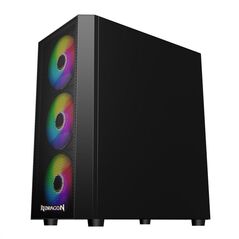 Carcasa redragon skyfire neagra, secc steel atx mid tower, fara sursa (tip atx, montata jos), interior vopsit negru, 2x3.5”(intern), 2x2.5” (intern), design tool-less, fata – 3x 120mm rgb fans (inclus) / 3x 140mm fan (optional), spate – 1x 120mm argb fan(,  Carcase | electropc.ro