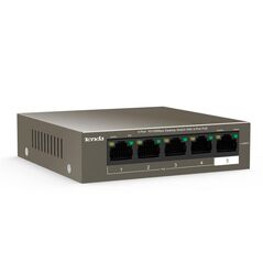 Tenda switch tef1105p-4-38w, 5-port 10/100mbps, 4-porturi poe, standarde de retea:  ieee 802.3、 ieee 802.3u、ieee 802.3x、 ieee 802.3af, interfata: 4*10/100 base-tx ethernet ports(data/power), 1*10/100 base-tx ethernet port(data), dimensiuni: 100.0mmx100.0m,  Switch-uri | electropc.ro