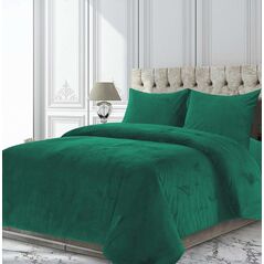 Set de pat catifea king size verde,  Lenjerii de pat | electropc.ro