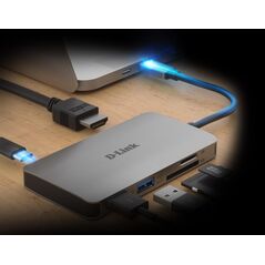 D-link dub-m610 6-in-1 usb-c hub with hdmi, sd/microsd card reader and powerdelivery, dub-m610,1* usb-c connector with usb cable 11.5 cm, 1* hdmi port, 2* usb type-aport (usb 3.0), 1* sd card slot, 1* microsd card slot, 1* usb-c powerdelivery.,  DUB-M610