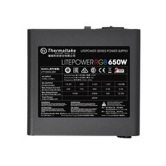 Sursa thermaltake litepower 650w iluminare rgb, single rail (48a), ventilator silentios de 120mm cu iluminare rgb si control termicautomat, 2x 6+2pin pcie, 5x sata, 6x molex, 1x floppy, 1x 4+4pin eps12v, 1x 24pin, scp/ovp/opp, active pfc, compatibila cust,  Surse PC | electropc.ro