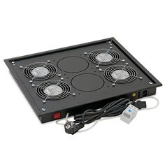 Panou ventilatie triton pentru rack de podea 19", 4 ventilatoare 230v/60w cu termostat, flux axial, negru,  Cabinete metalice | electropc.ro