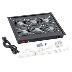 Panou ventilatie triton pentru rack de podea 19", 6 ventilatoare 230v/60w cu termostat, flux axial, negru,  Cabinete metalice | electropc.ro