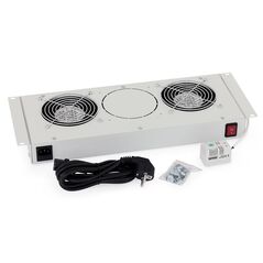 Panou ventilatie triton pentru rackuri tip rua si rba, 3 ventilatoare 230v/60w cu termostat, flux axial, gri,  Cabinete metalice | electropc.ro