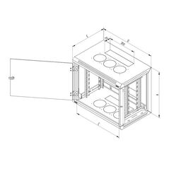 Rack de perete triton sectiune simpla 15u 600mm adancime usa sticla panouri laterale detasabile, sectiuni acces cabluri sus/jos/spate securizare cu cheie, 1 pereche montanti reglabili, fabricat din tabla galvanizata ip30 gri,  Cabinete metalice | electropc.ro