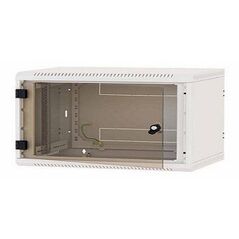 Rack de perete triton sectiune simpla 4u 400mm adancime usa sticla panouri laterale fixe sectiuni, sectiuni acces cabluri sus/jos/spate securizare cu cheie, 1 pereche montanti reglabili ip30 gri,  Cabinete metalice | electropc.ro