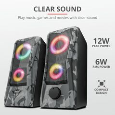 Boxe stereo gxt 606 javv rgb-illuminated 2.0, 6w, camuflaj,  Sisteme audio | electropc.ro