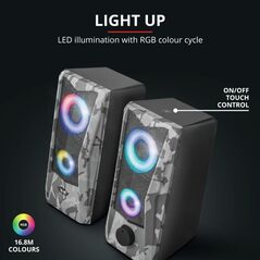Boxe stereo gxt 606 javv rgb-illuminated 2.0, 6w, camuflaj,  Sisteme audio | electropc.ro