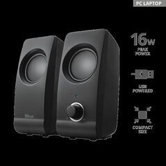Boxe stereo trust remo 2.0 speaker set, 8w, negru,  Sisteme audio | electropc.ro