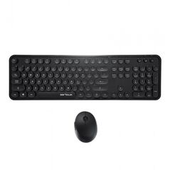Kit tastatura + mouse serioux retro dark 9900bk, wireless 2.4ghz, us layout, multimedia, mouse optic 800-1600dpi, usb, nano receiver, negru,  Kit mouse tastatura | electropc.ro