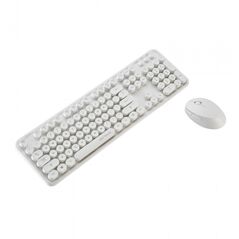 Kit tastatura + mouse serioux retro light 9910wh, wireless 2.4ghz, us layout, multimedia, mouse optic 800-1600dpi, usb, nano receiver, alb,  Kit mouse tastatura | electropc.ro