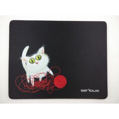 Mouse pad serioux, model cat and ball of yarn, msp01, suprafata textila, baza cauciucata, 250*200*3mm  SRXA-MSP01