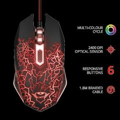 Mouse trust gxt 105 izza illuminated gaming, cu fir, rgb,  Mouse | electropc.ro