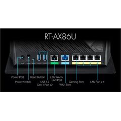 Router wireless asus rt-ax86u pro, ax5700, dual-band, wi-fi 6, compatibil cu ps5, standarde retea: ieee 802.11a, ieee 802.11b, ieee 802.11g, wifi 4 (802.11n), wifi 5 (802.11ac), wifi 6 (802.11ax), ipv4, ipv6, procesor:  2.0ghz quad-core, memorie: 256 mb f,  Routere Wireless | electropc.ro