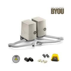 Kit automatizare pentru porti batante pretty byou, format din 2 x brate electromecanice 24vdc, 1 x unitate control cu receptor radio, 1xpereche fotocelule, 1 x lampa semnalizare, 2 x telecomanda. serecomanda instalarea pentru porti de maxim 180kg si odesc,  Centrale control acces | electropc.ro