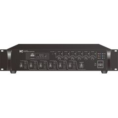 Mixer amplificator cu 6 zone de reglaj itc ti-2406s, pentru sisteme de public address (pa), putere 240w @100v, mp3(usb/sd)+fm tuner si bluetooth, 4 x intrari de microfon, 2 x intrari de linie, 1 x intrare emc, 1 x intrare tel, chime integrat, 5 functii pr,  Amplificatoare | electropc.ro