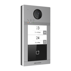 Post de exterior videointerfon hikvision ds-kv8213-wme1(b)/flush, wifi, montaj incastrat, 2 x buton apelare ( pentru 2 familii), camera video 2mp true wdr ( unghi vizualizare: horizontal: 129grade vertical: 75grade), vizualizare pe timp de noapte ir maxim,  Video | electropc.ro