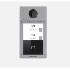 Post de exterior videointerfon ip hikvision ds-kv8213-wme1(b); wifi; 2 x butoane de apelare( pentru 2 familii- permite apelarea a mai multor monitoare de interior); camera video 2mp true wdr ( unghi vizualizare: horizontal: 129° vertical: 75°),. vizualiza,  Video | electropc.ro