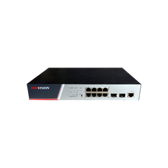 Switch hikvision ds-3e2510p(b), switching capacity 336 gbps, 8 gigabit poe electrical ports and 2 gigabit / 100m sfp optical ports, address table 8 k, support binding of ip, mac, port and vlan, dimensiuni: 280 mm × 44 mm × 180 mm, temperatura de functiona  DS-3E2510P(B)