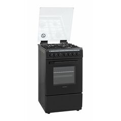 Aragaz mixt heinner hfsc-v60litgc-bk, 50x60cm, 4 arzatoare, suport email, capac sticla, aprindere electrica plita, dispozitiv de siguranta plita, cuptor electric, 6 functii, timer, grill, ventilatie, decongelare, lumina cuptor, usa cuptor cu geam dublu de,  Aragazuri mixte | electropc.ro