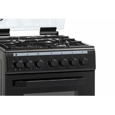 Aragaz mixt heinner hfsc-v60litgc-bk, 50x60cm, 4 arzatoare, suport email, capac sticla, aprindere electrica plita, dispozitiv de siguranta plita, cuptor electric, 6 functii, timer, grill, ventilatie, decongelare, lumina cuptor, usa cuptor cu geam dublu de,  Aragazuri mixte | electropc.ro