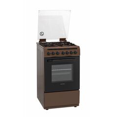 Aragaz mixt heinner hfsc-v60litgc-brw, 50x60cm, 4 arzatoare, suport email, capac sticla, aprindere electrica plita, dispozitiv de siguranta plita, cuptor electric, 6 functii, timer, grill, ventilatie, decongelare, lumina cuptor, usa cuptor cu geam dublu d,  Aragazuri mixte | electropc.ro