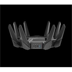 Asus quad-band wifi gaming router gt-axe16000; network standard: wifi 6 (802.11ax), wifi 6e (802.11ax), backwards compatible with 802.11a/b/g/n/ac wi-fi, 2.4ghz 1148mbps, 5g-1hz 4804mbps, 5g-2hz 4804mbps, 6ghz 4804mbps, 8 antene externe, 4 antene interne,,  Routere Wireless | electropc.ro