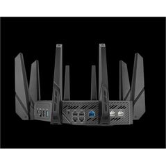 Asus quad-band wifi gaming router gt-axe16000; network standard: wifi 6 (802.11ax), wifi 6e (802.11ax), backwards compatible with 802.11a/b/g/n/ac wi-fi, 2.4ghz 1148mbps, 5g-1hz 4804mbps, 5g-2hz 4804mbps, 6ghz 4804mbps, 8 antene externe, 4 antene interne,,  Routere Wireless | electropc.ro
