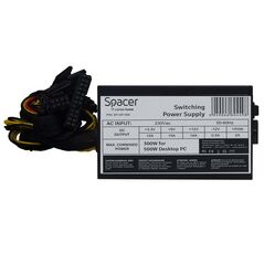 Sursa spacer atx  500, 300w for 500 desktop pc, pfc pasiv, fan 120mm, 1x pci-e (6), 4x s-ata, 1x p8 (4+4), retail box, „sp-gp-500”,  Surse PC | electropc.ro