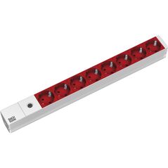 Bachmann it pdu 8 x prize schuko, in iec c14 1u, impamantare, 16a/3600w, siguranta 10a,lungime cablu 2 metri, ral 3020, aluminiu, rosu,  Cabinete metalice | electropc.ro