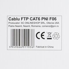 Cablu ftp cat6 pni f06 cu 4 perechi pentru internet 1 gigabit si sisteme de supraveghere rola 305m  PNI-F06