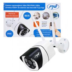 Camera supraveghere video pni ip649 cu ip, 2mp 1080p, wifi, slot card micro sd, compatibila cu aplicatia tuya smart, culoare:  alb / negru, senzor imagine:1/2.9" cmos f37, rezolutie: 1080p (1920 x 1080), tip lentila: f:3.6mm, compresie imagine: h.264+, mi,  Camere supraveghere IP | electropc.ro