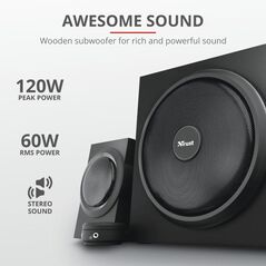 Sistem audio trust yuri 2.1, 60w, negru,  Sisteme audio | electropc.ro