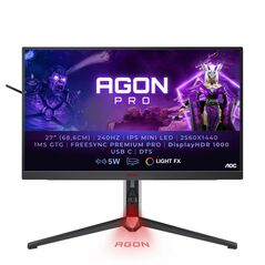 Monitor aoc ag274qzm 27 inch, panel type: ips, backlight: miniled, resolution: 2560 x 1440, aspect ratio: 16:9,  refresh rate:240hz, response time gtg: 1 ms, brightness: 600 cd/m², contrast (static): 1000:1, contrast (dynamic): 80m:1, viewing angle: 178/1,  Monitoare LED | electropc.ro