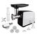 Masina de tocat heinner mg-2100bkwh, putere maxima: 2100w, capacitate de tocare: 1.8 kg, cutit din inox, 3 site de taiere, accesoriu pentru rosii, accesorii pentru carnati si kibbe, functie reverse, culoare: negru/alb, nivel de zgomot: 90db,  Masini de tocat | electropc.ro