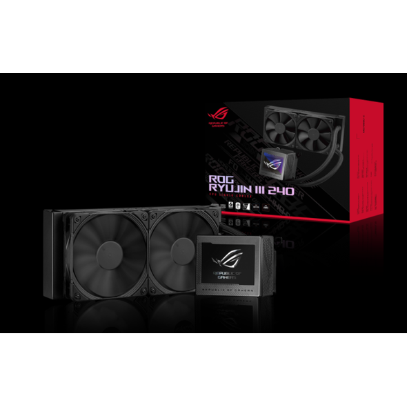 Cpu cooler asus rog ryujin iii 240  water block water block dimention: 89 x 91 x 101 mm block material (cpu plate): copper embedded fan: yes - speed: 5100 rpm +/- 10% - air pressure: 5.53 mmh2o - air flow: 21.08 cfm pump pump solution: 8th gen asetek pump,  Ventilatoare carcasa | electropc.ro