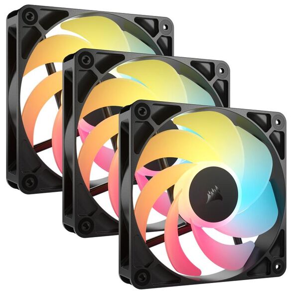 Ventilatoare carcasa corsair rs120-r 3x120mm argb negru, viteza 0.420-2100 rpm +/- 10%, airflow: 13.33-65.82 cfm, presiune statica: 0.14-2.81 mm-h2o, nivel de zgomot: 10-34.6dba,  Ventilatoare carcasa | electropc.ro